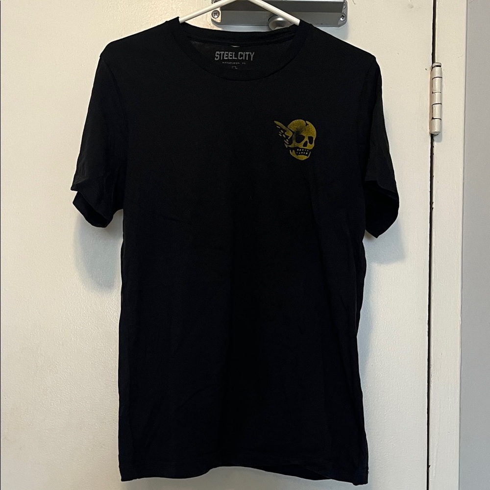 Steel City Black Tee with Yellow Skull Graphic